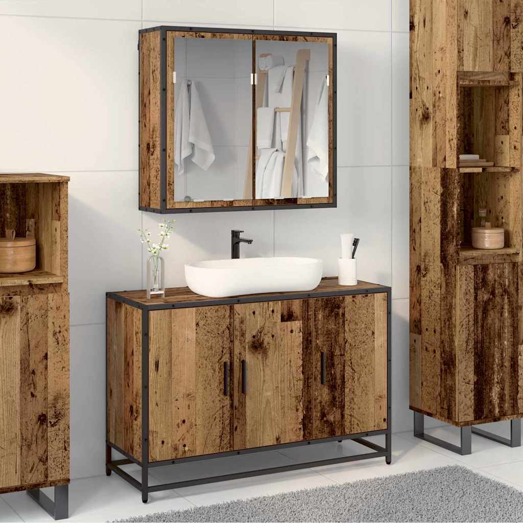 vidaXL Ensemble de mobilier de salle de bain 2 pcs Bois Ancien