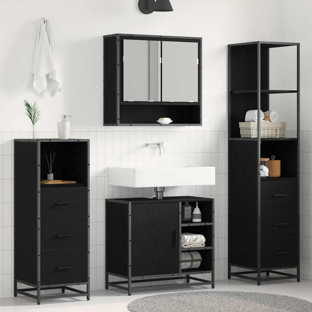 vidaXL Ensemble de mobilier de salle de bain 4 pcs Chêne noir