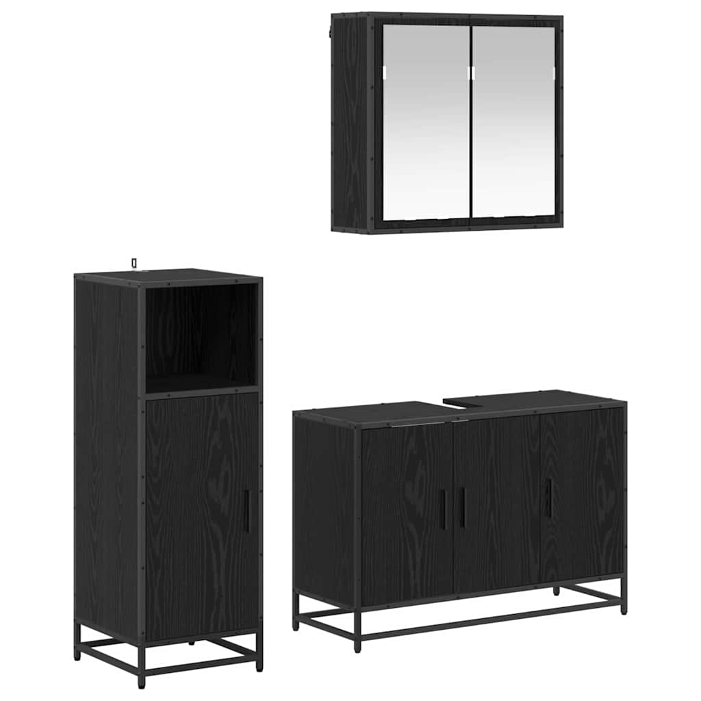 vidaXL Ensemble de mobilier de salle de bain 3 pcs Chêne noir