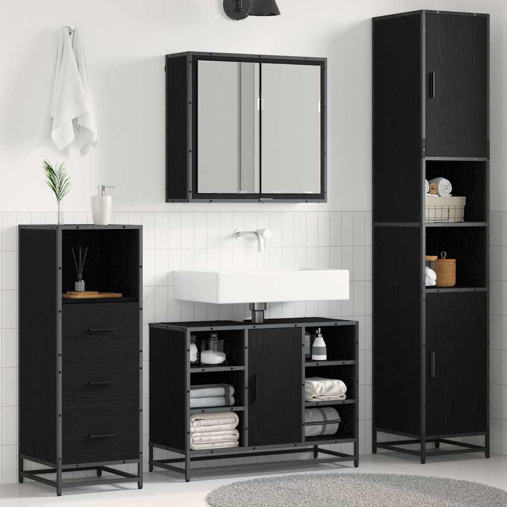 vidaXL Ensemble de mobilier de salle de bain 3 pcs Chêne noir