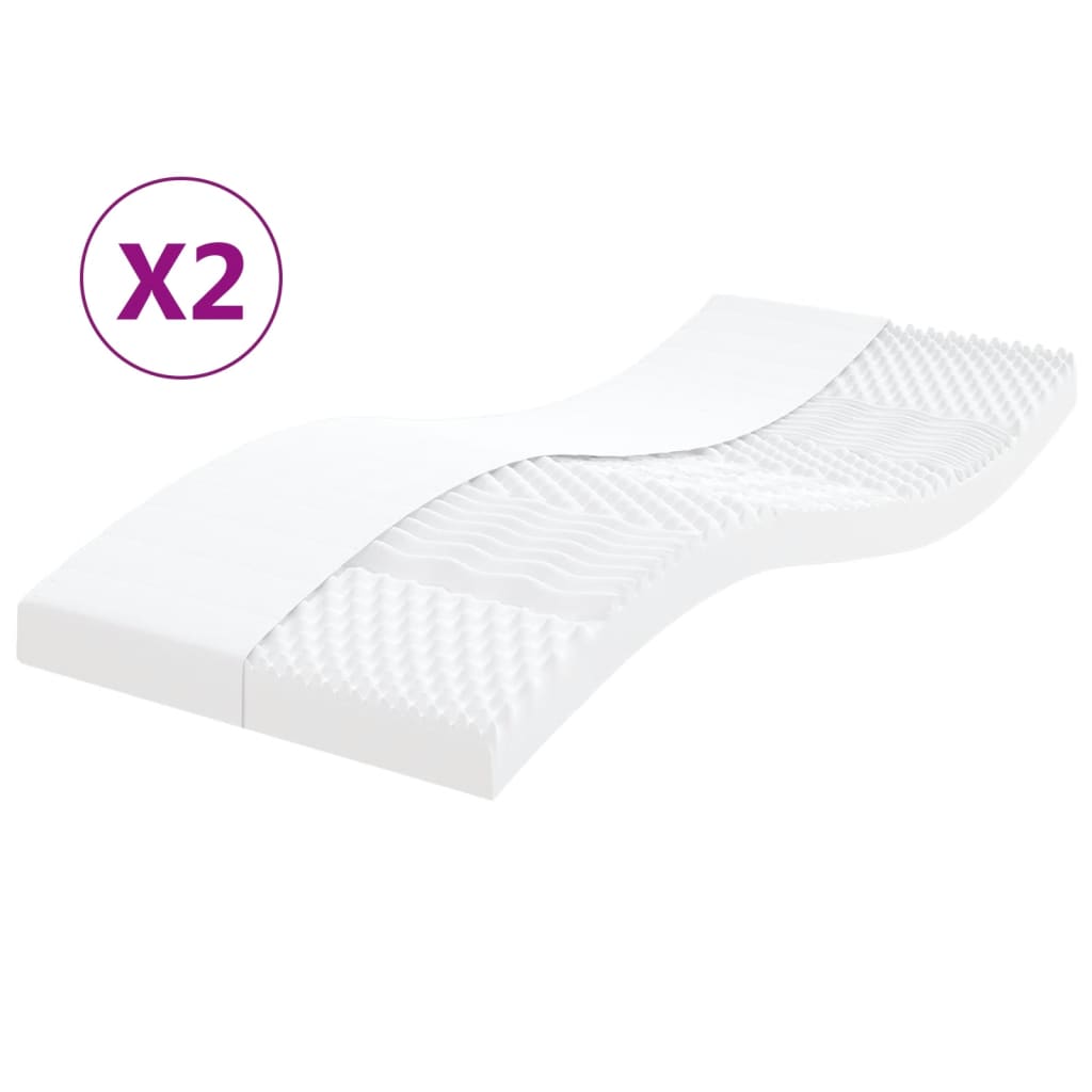 vidaXL Matelas en mousse 2 pcs blanc 90x200 cm 7 zones dureté 20 ILD