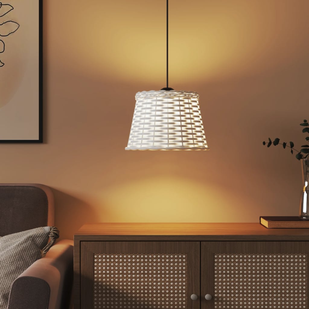 vidaXL Abat-jour de plafonnier blanc Ø25x17 cm osier - Image 3