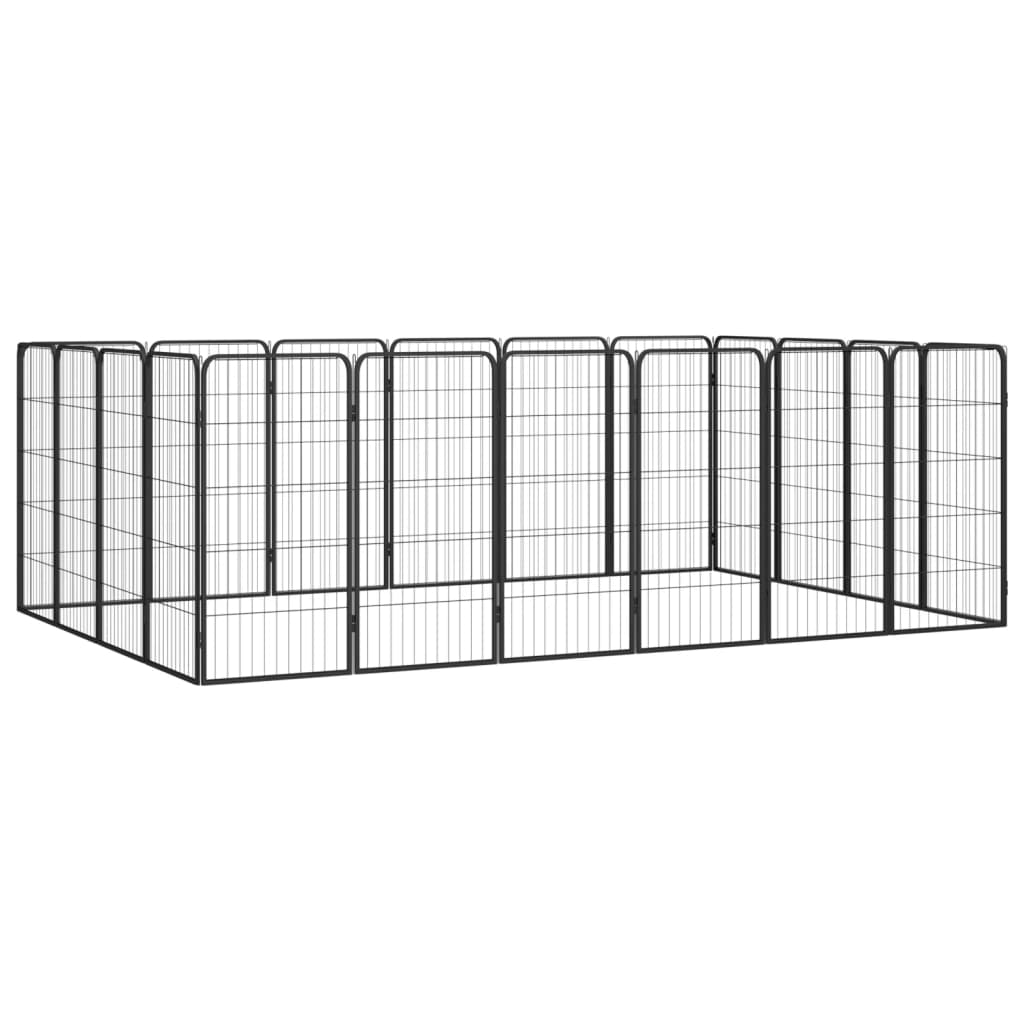 vidaXL Parc pour chien 20panneaux Noir 50x100cm Acier enduit de poudre