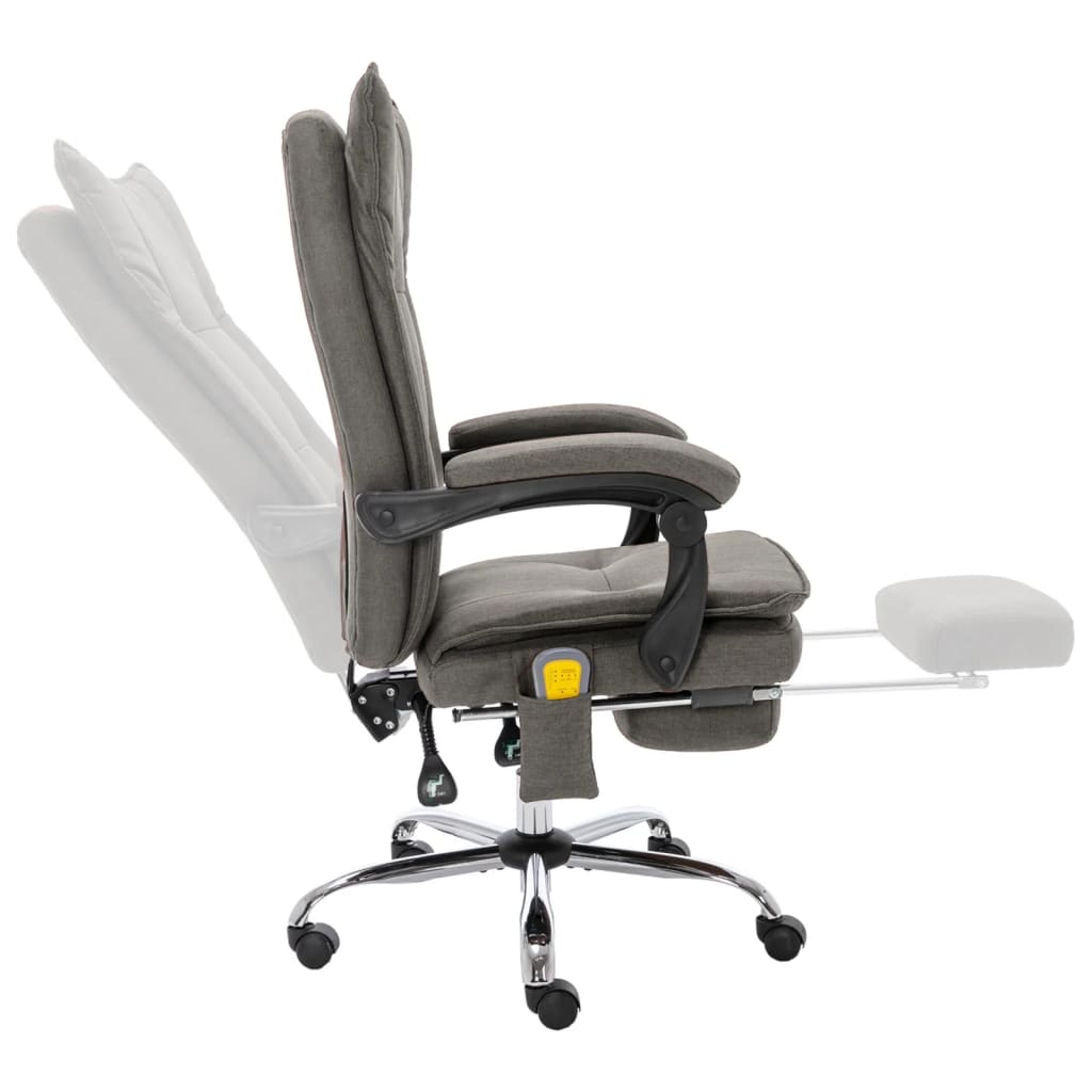 vidaXL Chaise de bureau de massage Gris Tissu - Image 5