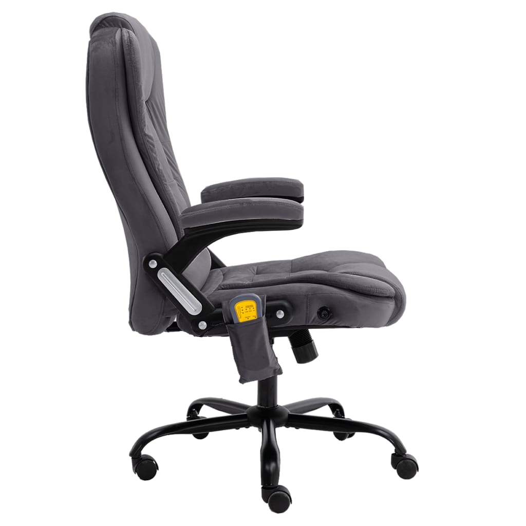 vidaXL Chaise de bureau de massage Gris foncé Velours - Image 3