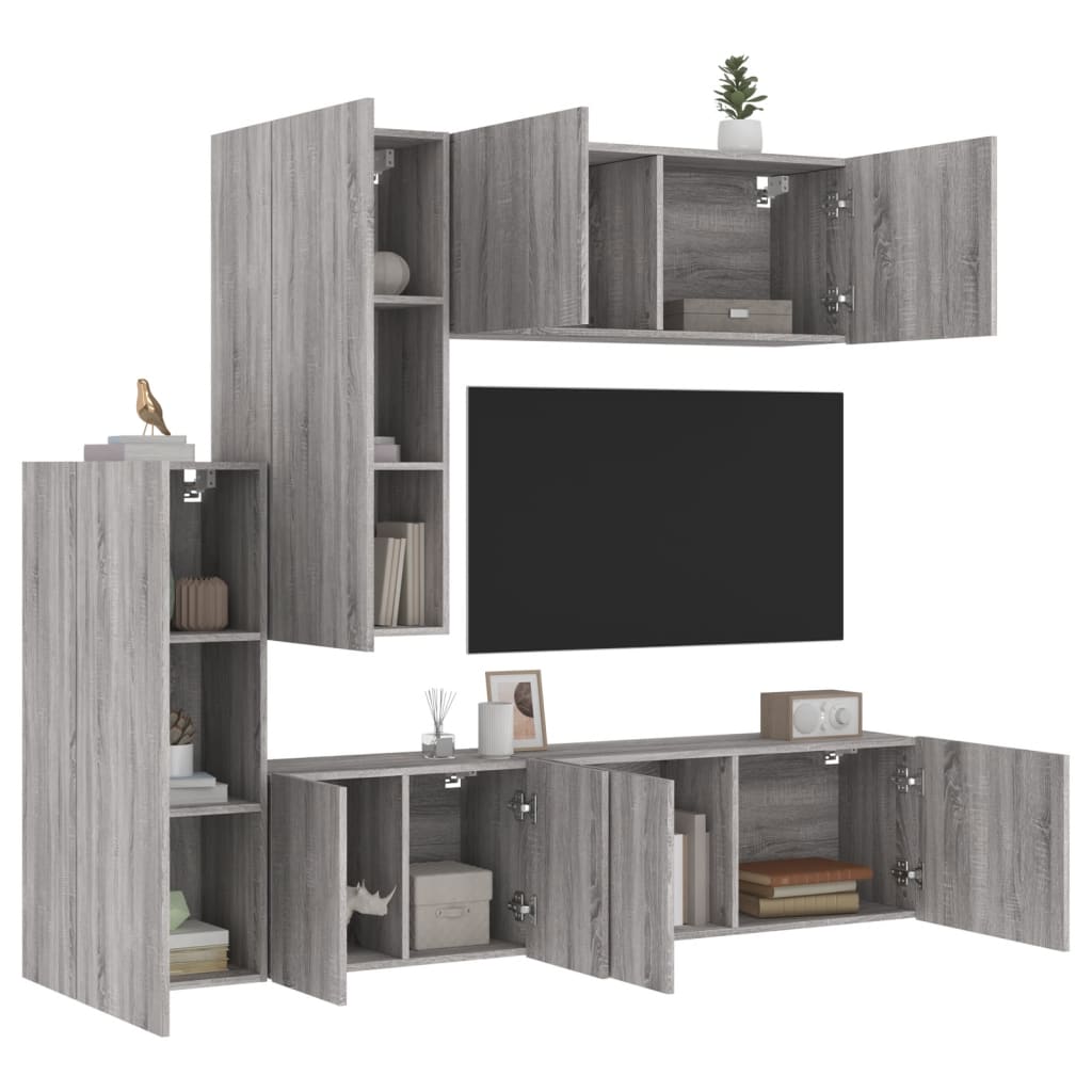 vidaXL Unités murales TV 5 pcs sonoma gris bois d'ingénierie