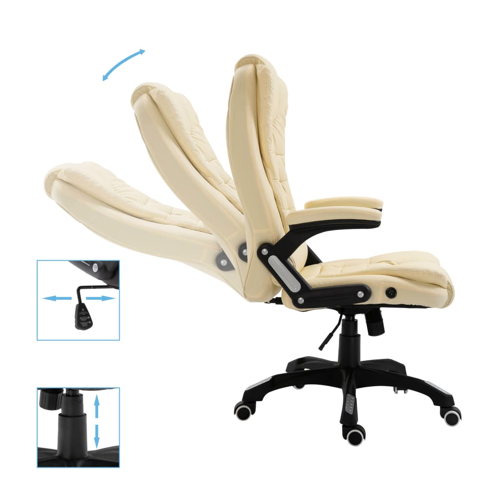 vidaXL Chaise de bureau Crème Similicuir - Image 5