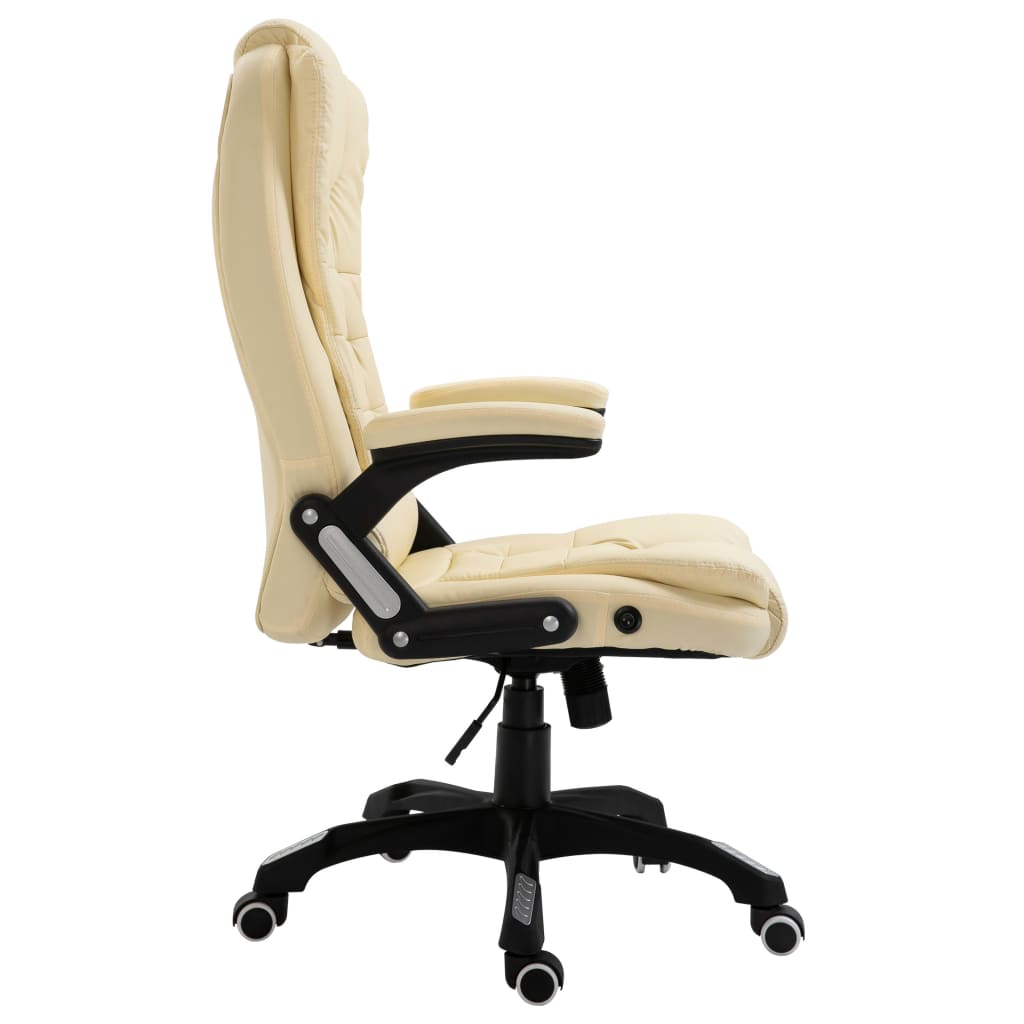vidaXL Chaise de bureau Crème Similicuir - Image 4