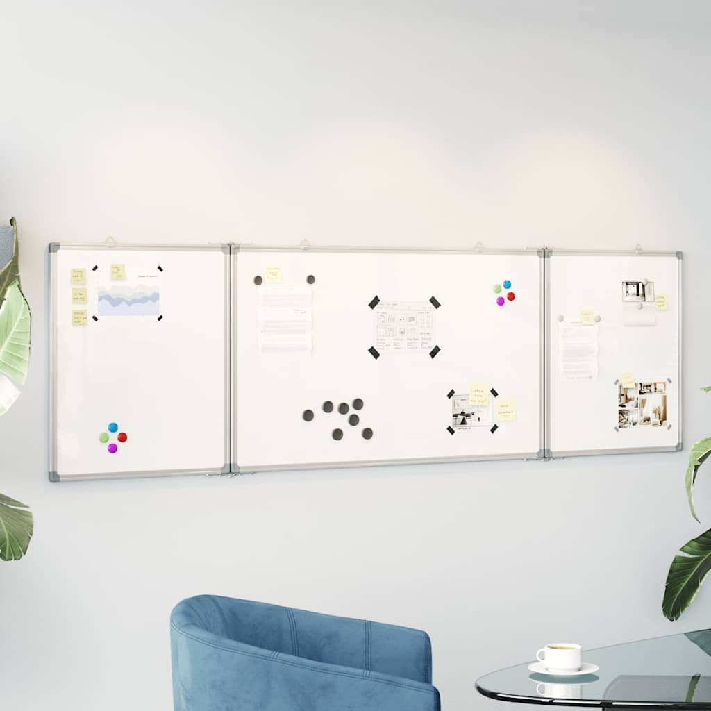 vidaXL Tableau blanc magnétique pliable 200x60x1,7 cm aluminium