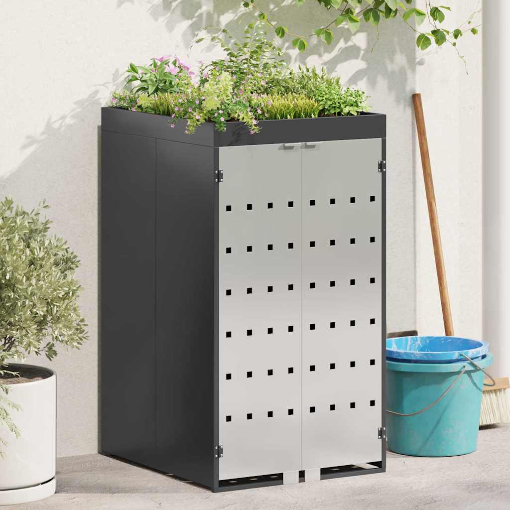 vidaXL Stockage de Poubelle à Roulettes avec Toit de Jardinière pour Poubelle de 240L