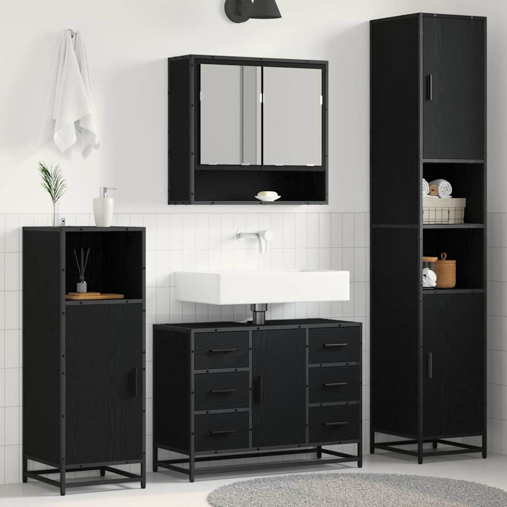 vidaXL Ensemble de mobilier de salle de bain 3 pcs Chêne noir
