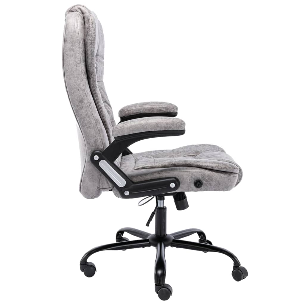 vidaXL Chaise de bureau gris clair similicuir daim - Image 3