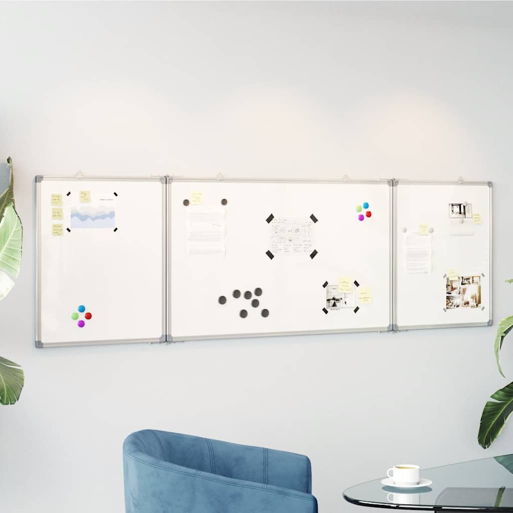 vidaXL Tableau blanc magnétique pliable 160x50x1,7 cm aluminium