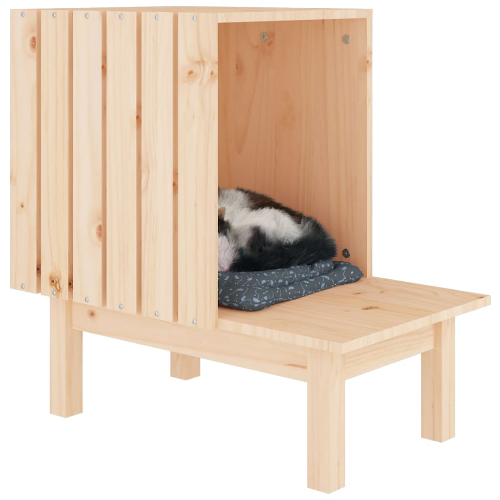 vidaXL Maison pour chat 60x36x60 cm Bois de pin massif - Image 4