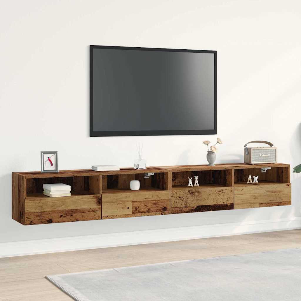 vidaXL Mueble de TV Montado en la Pared 2 pcs Madera Vieja