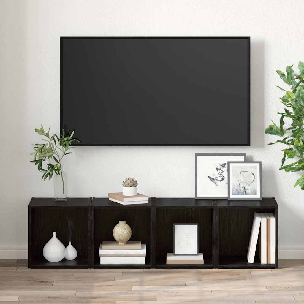 vidaXL Conjunto de mueble de TV 4 pcs Negro 37 x 35 x 37,5 cm - Image 4