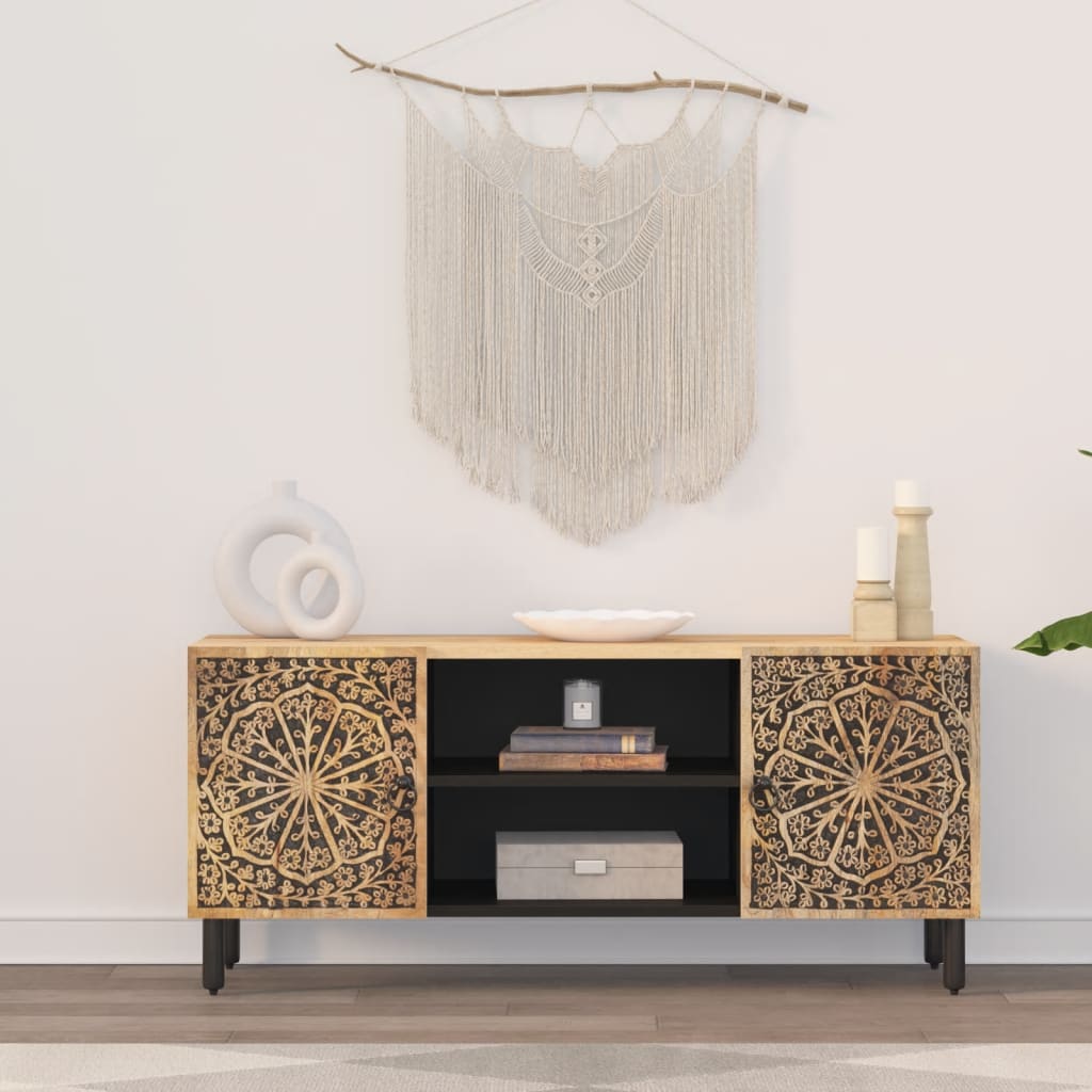 vidaXL Mueble de TV madera maciza de mango 105x33x46 cm - Image 3
