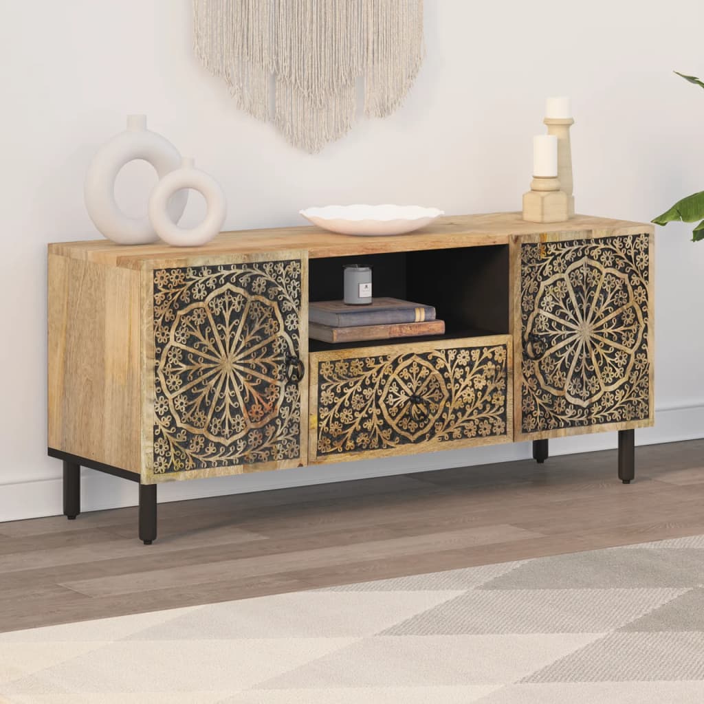 vidaXL Mueble de TV madera maciza de mango 105x33x46 cm - Image 3