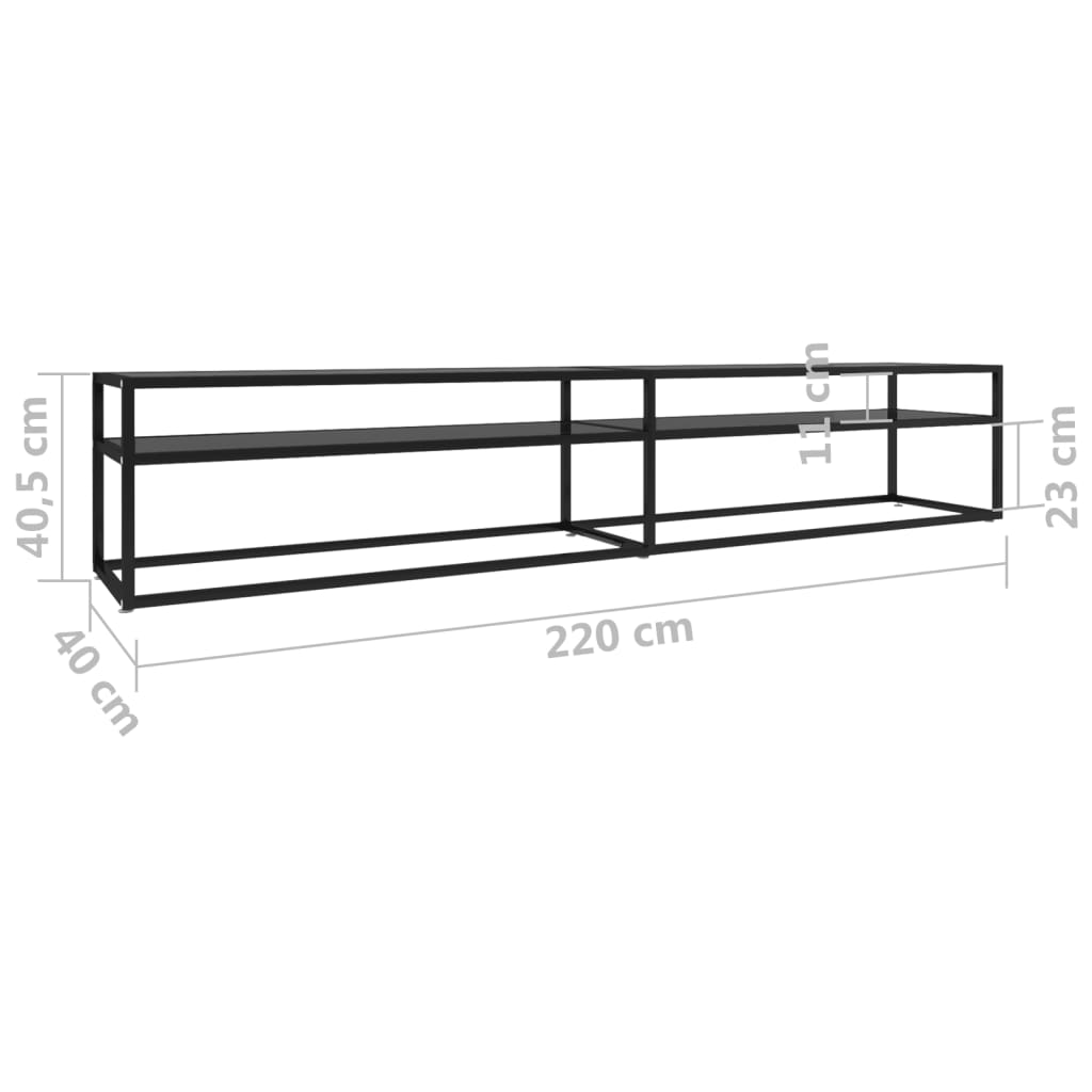 vidaXL Mueble para TV vidrio templado negro 220x40x40,5 cm - Image 6