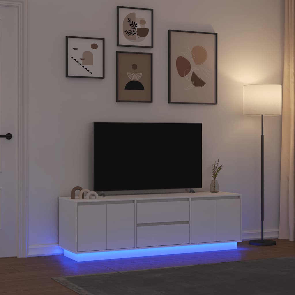 vidaXL Mueble de TV con luces LED blanco 160,5x41x50 cm