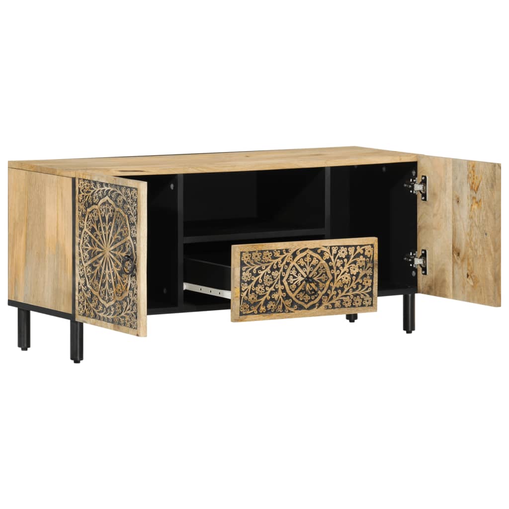 vidaXL Mueble de TV madera maciza de mango 105x33x46 cm - Image 4
