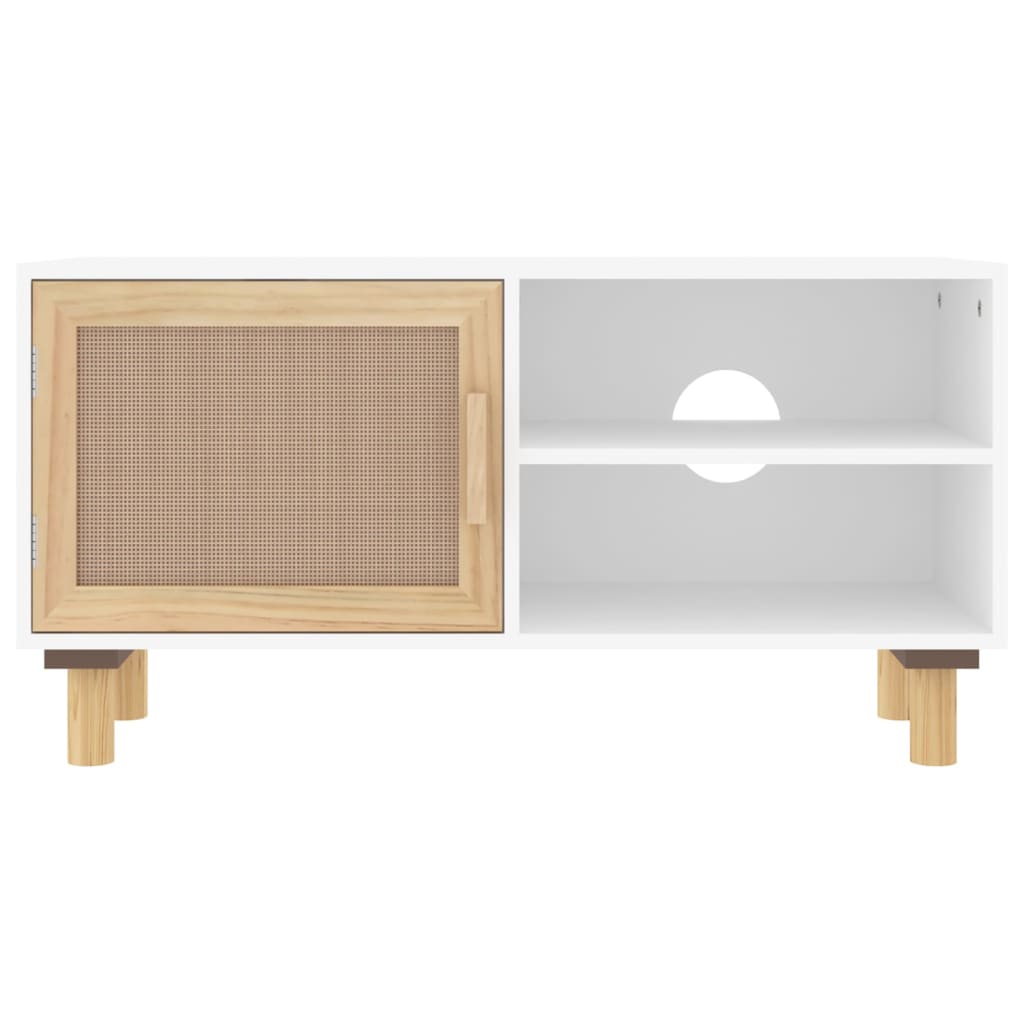 vidaXL Mueble para TV madera maciza pino y ratán natural 80x30x40 cm - Image 4