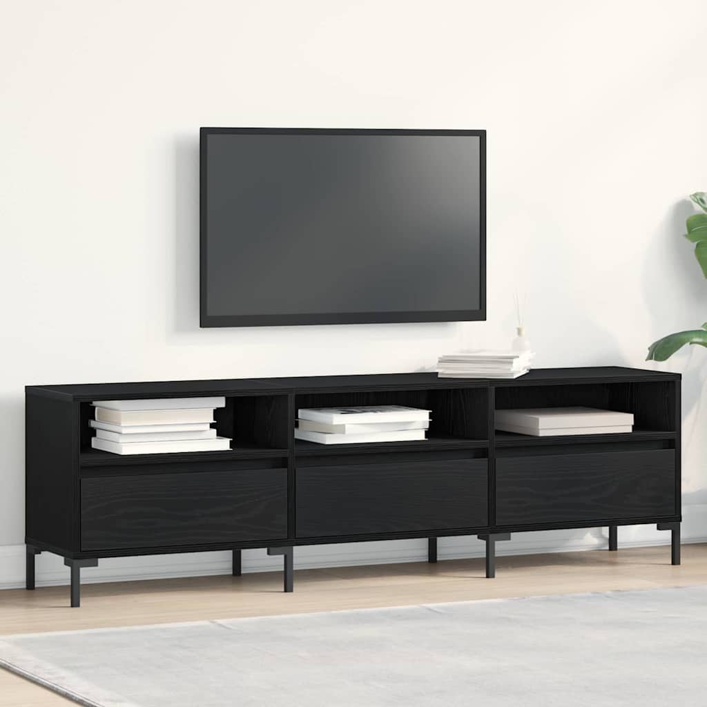 vidaXL Gabinete de TV con cajón Roble Negro 150 x 30 x 44,5 cm