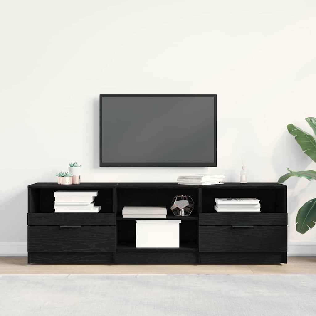 vidaXL Gabinete de TV con cajón Roble Negro 150 x 33,5 x 45 cm