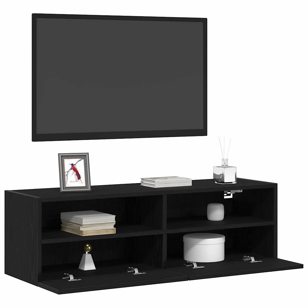 vidaXL Mueble de TV Montado en la Pared Roble Negro 100 x 30 x 30 cm - Image 3