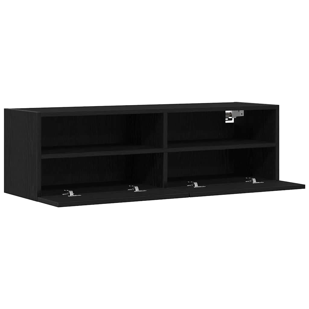 vidaXL Mueble de TV Montado en la Pared Roble Negro 100 x 30 x 30 cm - Image 5