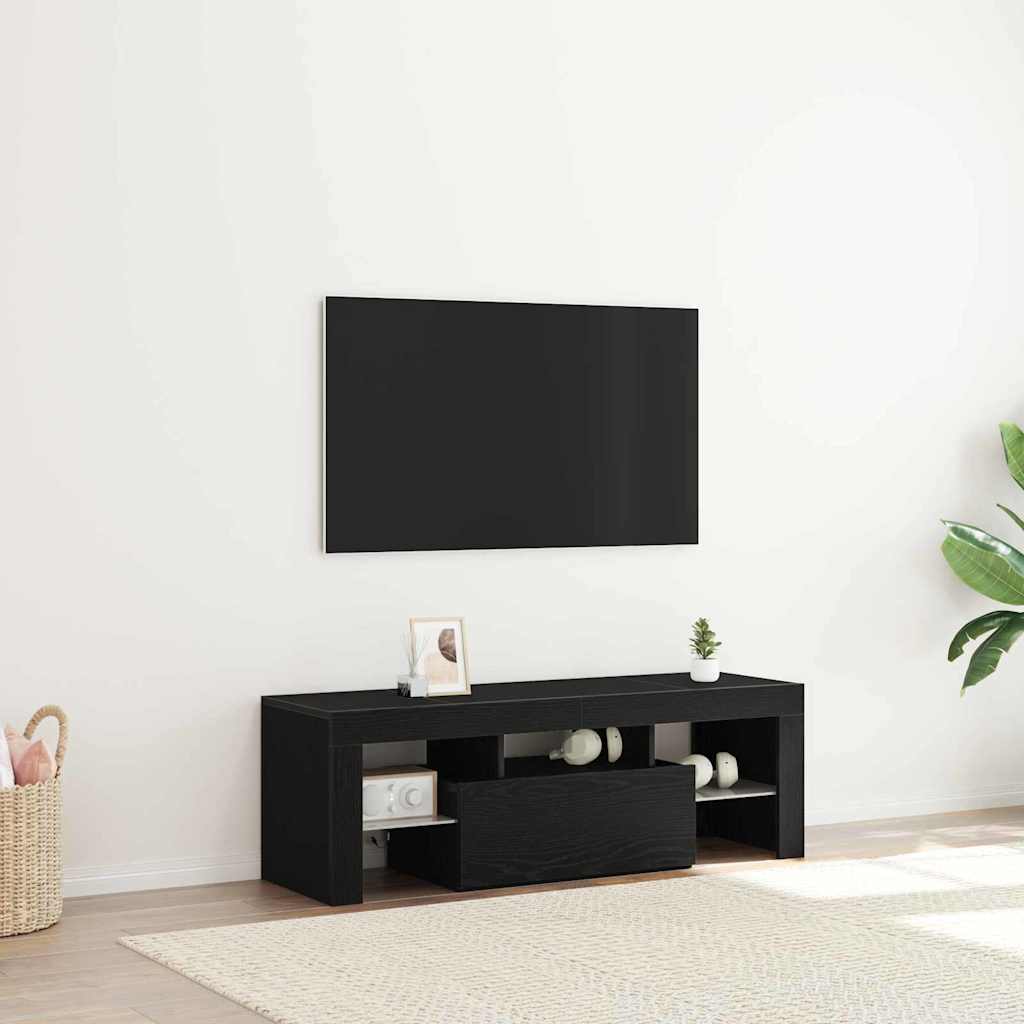 vidaXL Gabinete de TV con cajón Roble Negro 120 x 35 x 40 cm