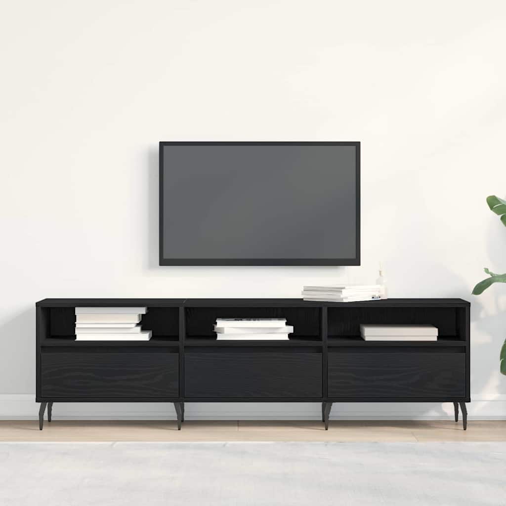 vidaXL Mueble de TV Roble Negro 150 x 30 x 44,5 cm