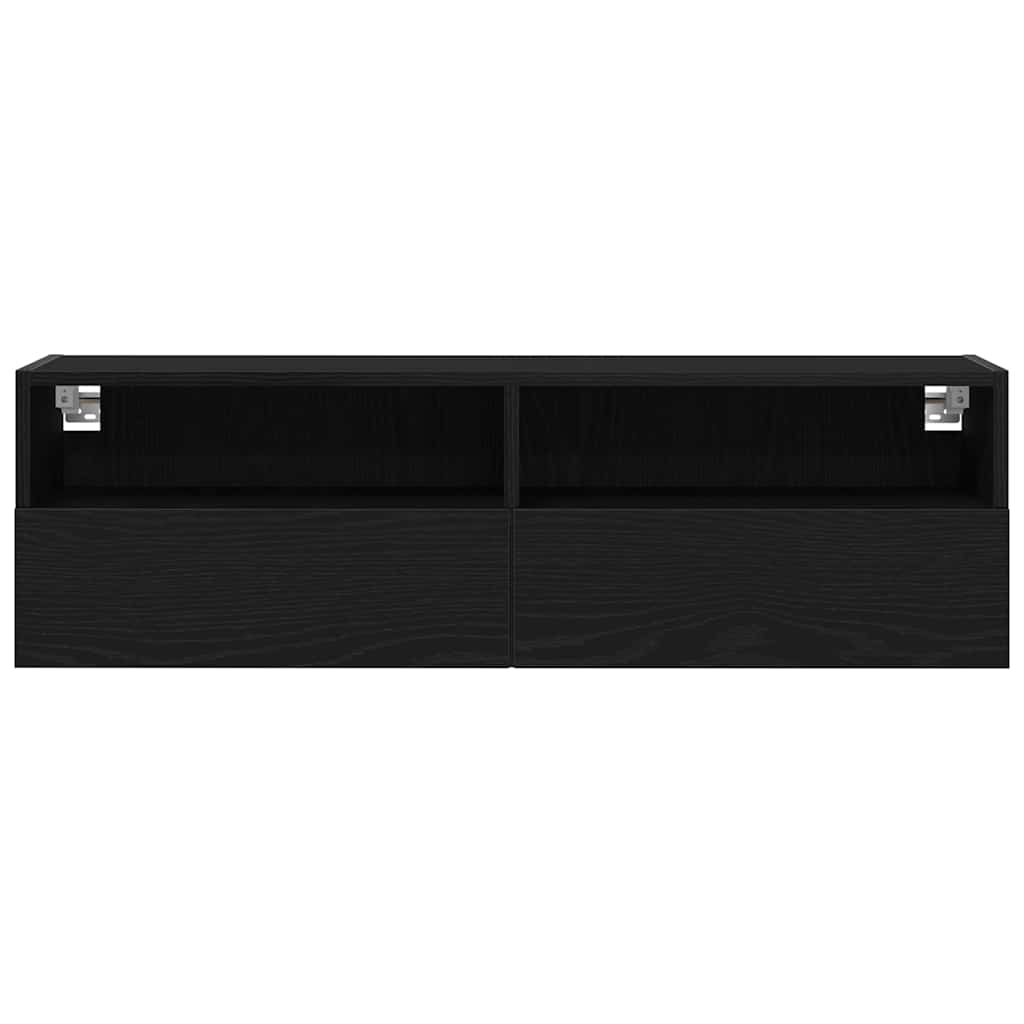 vidaXL Mueble de TV Montado en la Pared Roble Negro 100 x 30 x 30 cm - Image 6