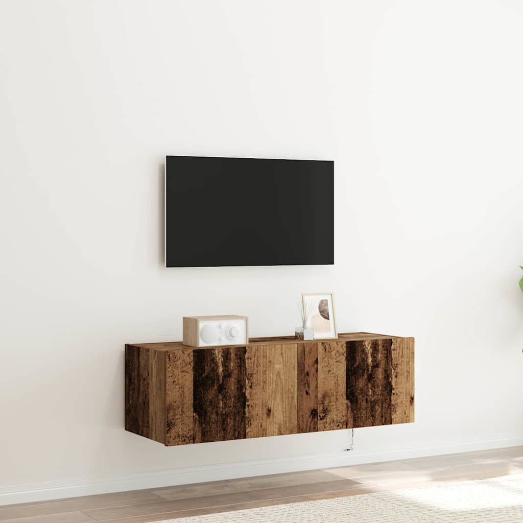 vidaXL Mueble de TV Montado en la Pared 2 pcs Madera Vieja