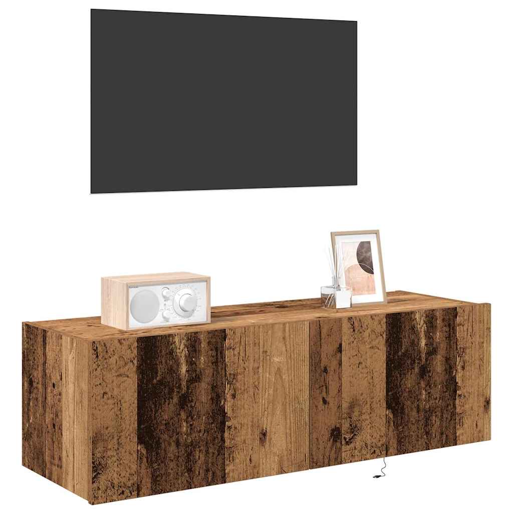 vidaXL Mueble de TV Montado en la Pared 2 pcs Madera Vieja - Image 3