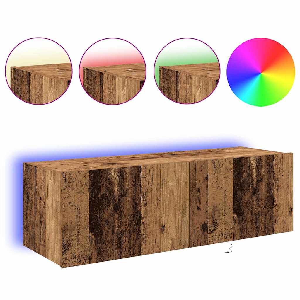 vidaXL Mueble de TV Montado en la Pared 2 pcs Madera Vieja - Image 4