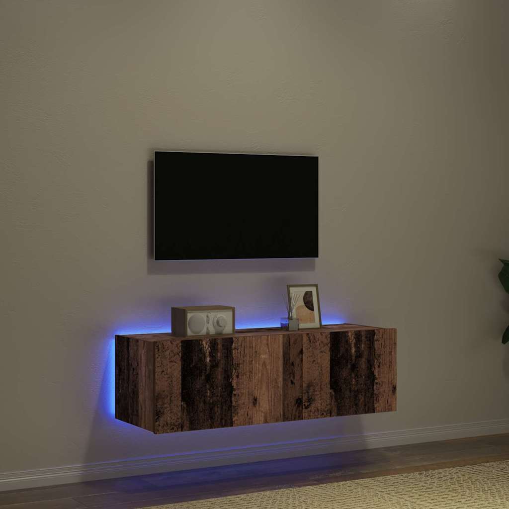 vidaXL Mueble de TV Montado en la Pared 2 pcs Madera Vieja - Image 5