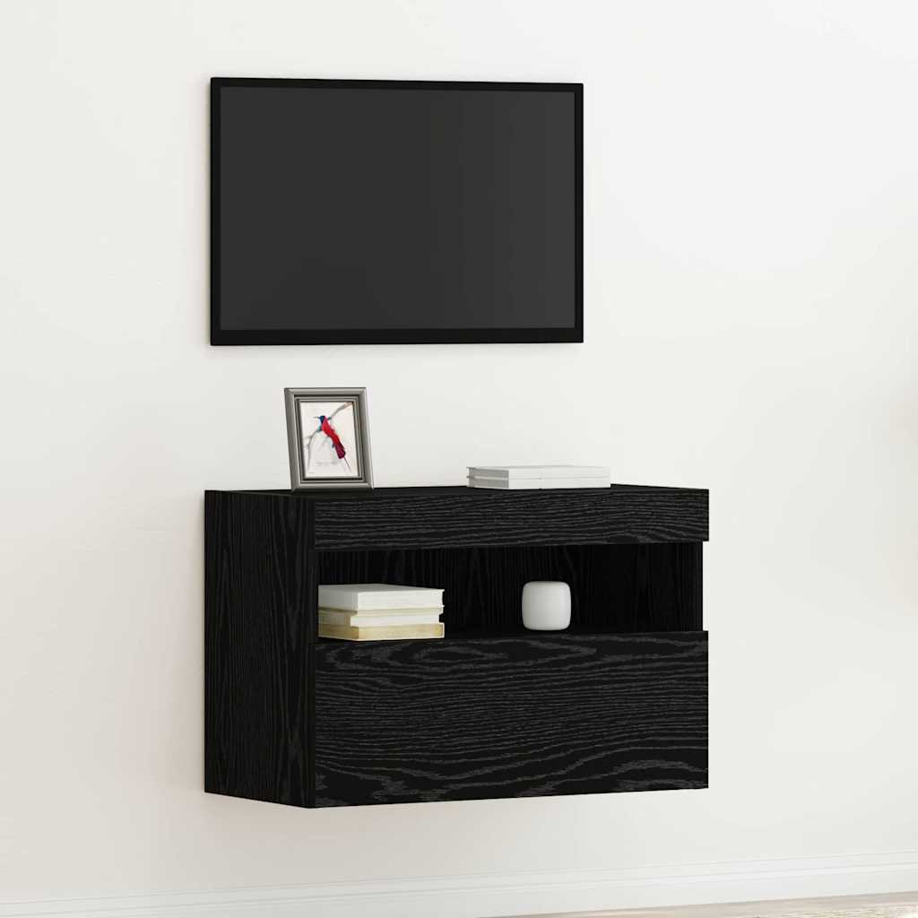 vidaXL Mueble de TV Montado en la Pared Roble negro 60 x 30 x 40 cm
