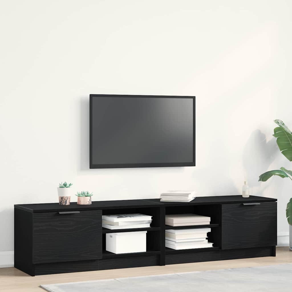 vidaXL Gabinete de TV 2 pcs Roble Negro 80 x 35 x 36,5 cm