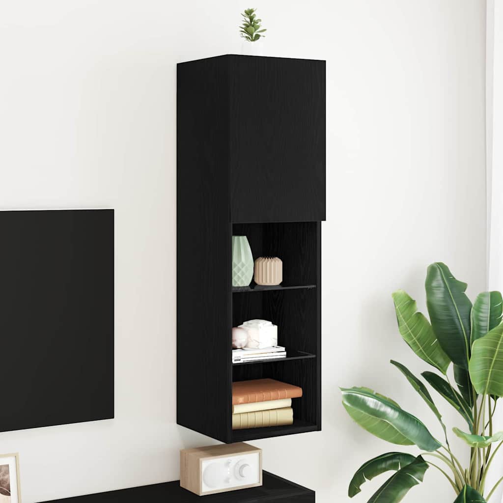 vidaXL Mueble de TV Negro 30,5 x 30 x 102 cm Madera de ingeniería