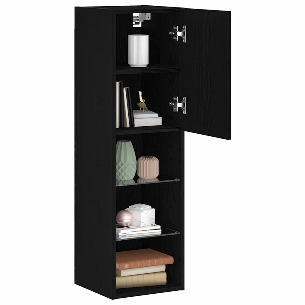vidaXL Mueble de TV Montaje en la pared 2 pcs Negro 30,5 x 30 x 102 cm - Image 3