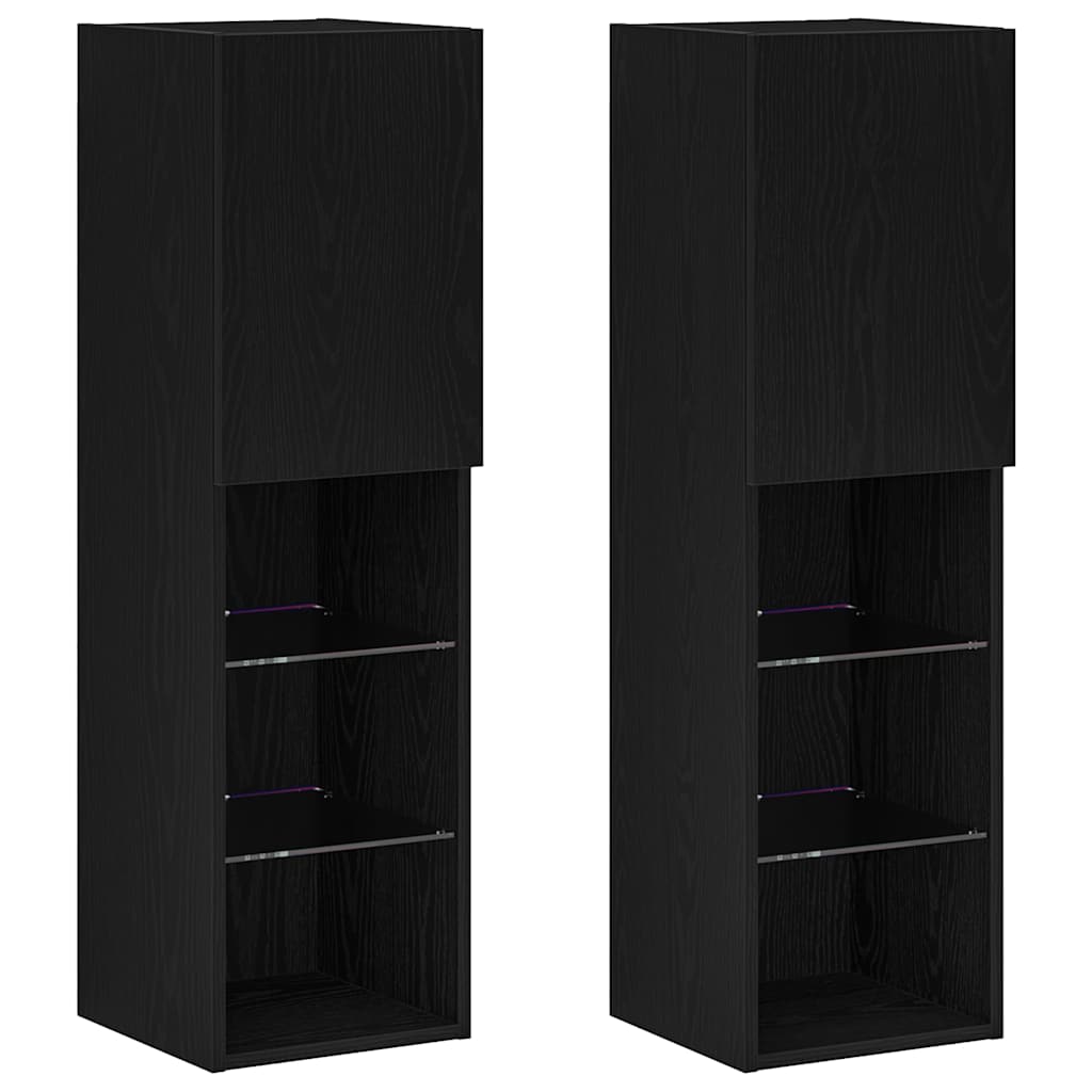 vidaXL Mueble de TV Montaje en la pared 2 pcs Negro 30,5 x 30 x 102 cm - Image 6