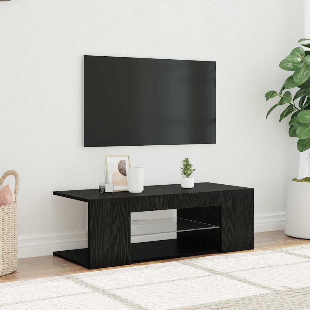 vidaXL Gabinete de TV Roble Negro 90 x 39 x 30 cm Madera contrachapada