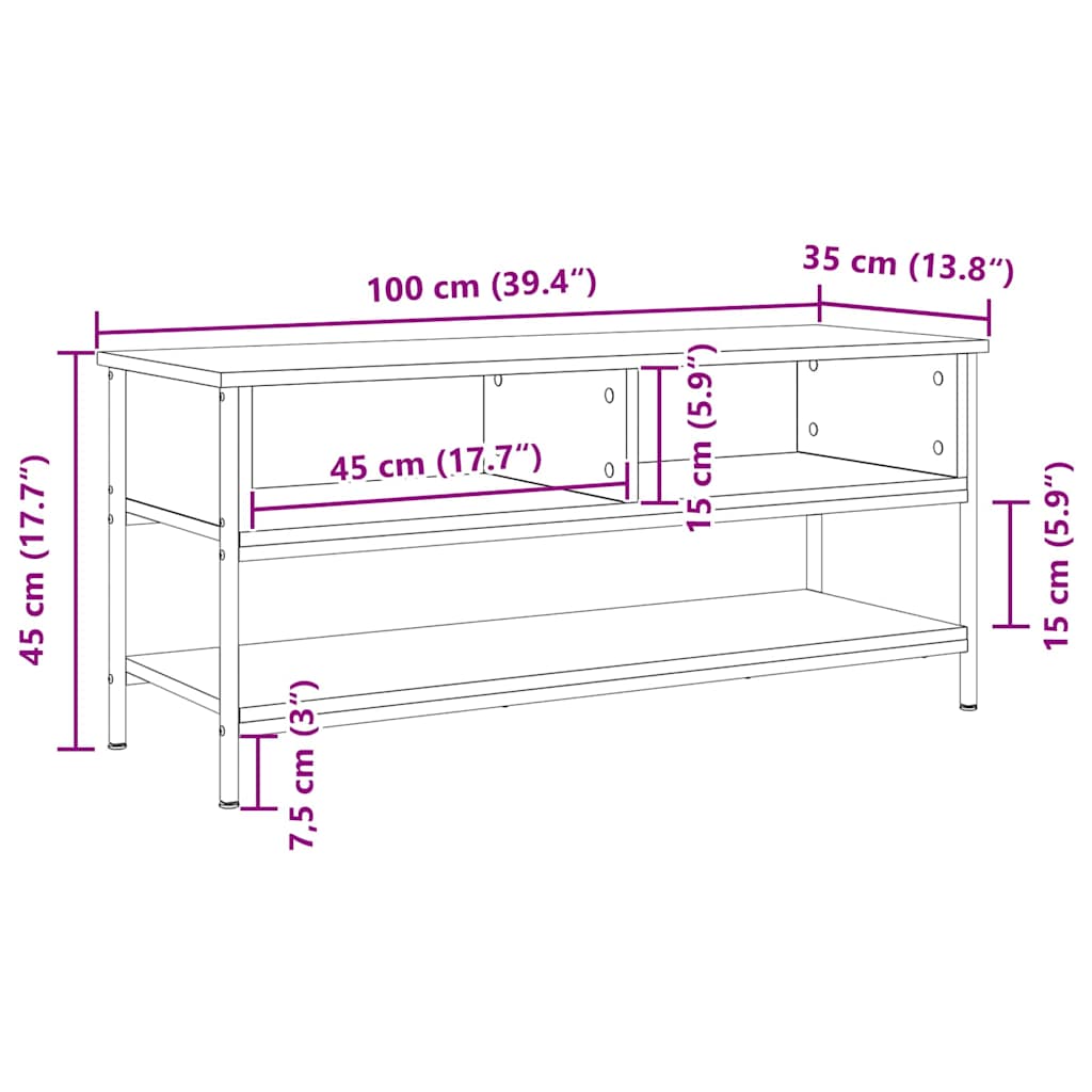 vidaXL Conjunto de mueble de TV Madera envejecida 100 x 35 x 45 cm - Image 6