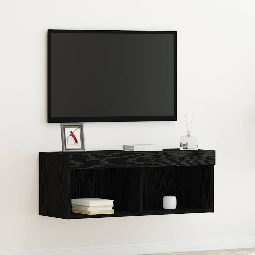 vidaXL Conjunto de mueble de TV Roble Negro 80 x 30 x 30 cm