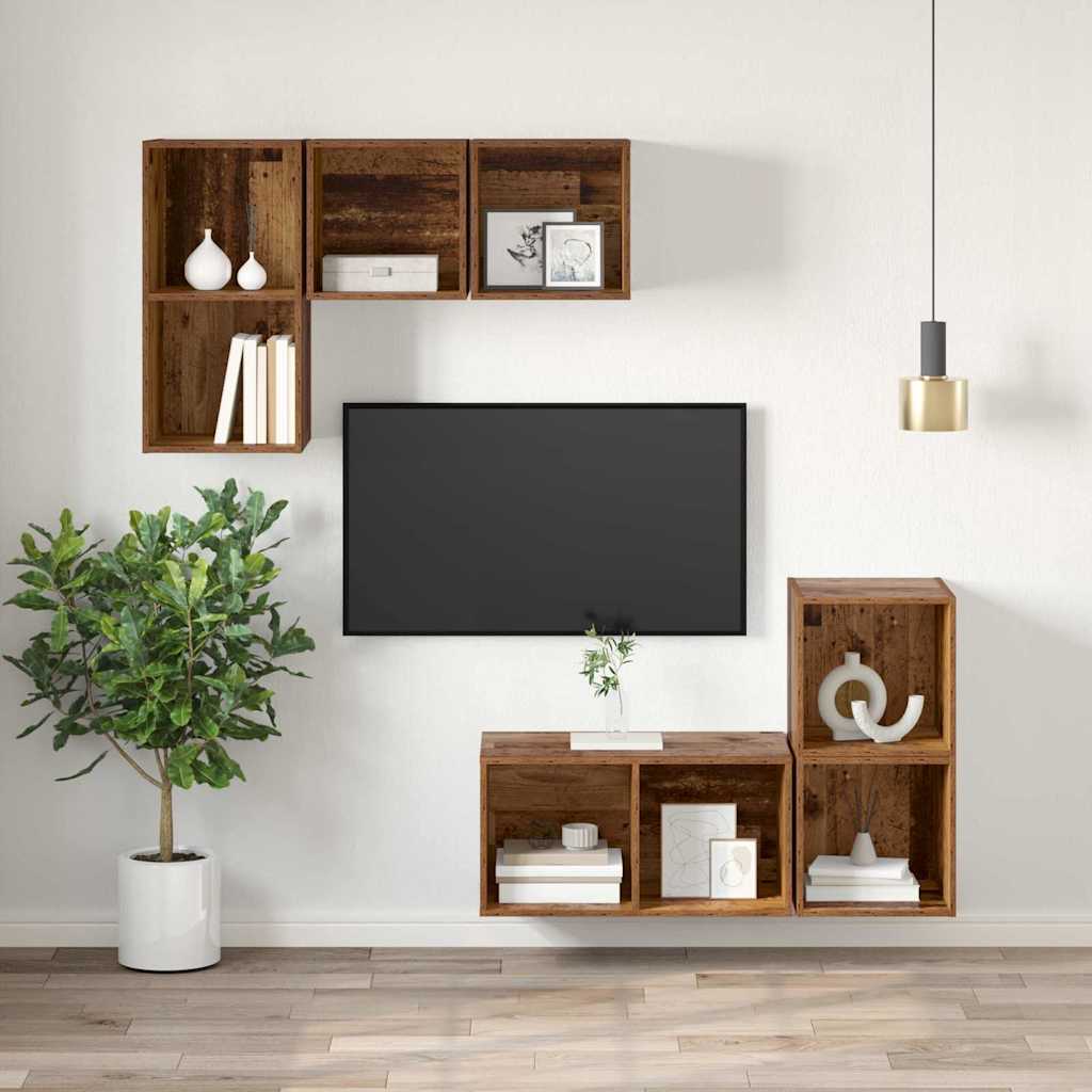 vidaXL Conjunto de mueble de TV Madera Vieja 37 x 37 x 72 cm - Image 6