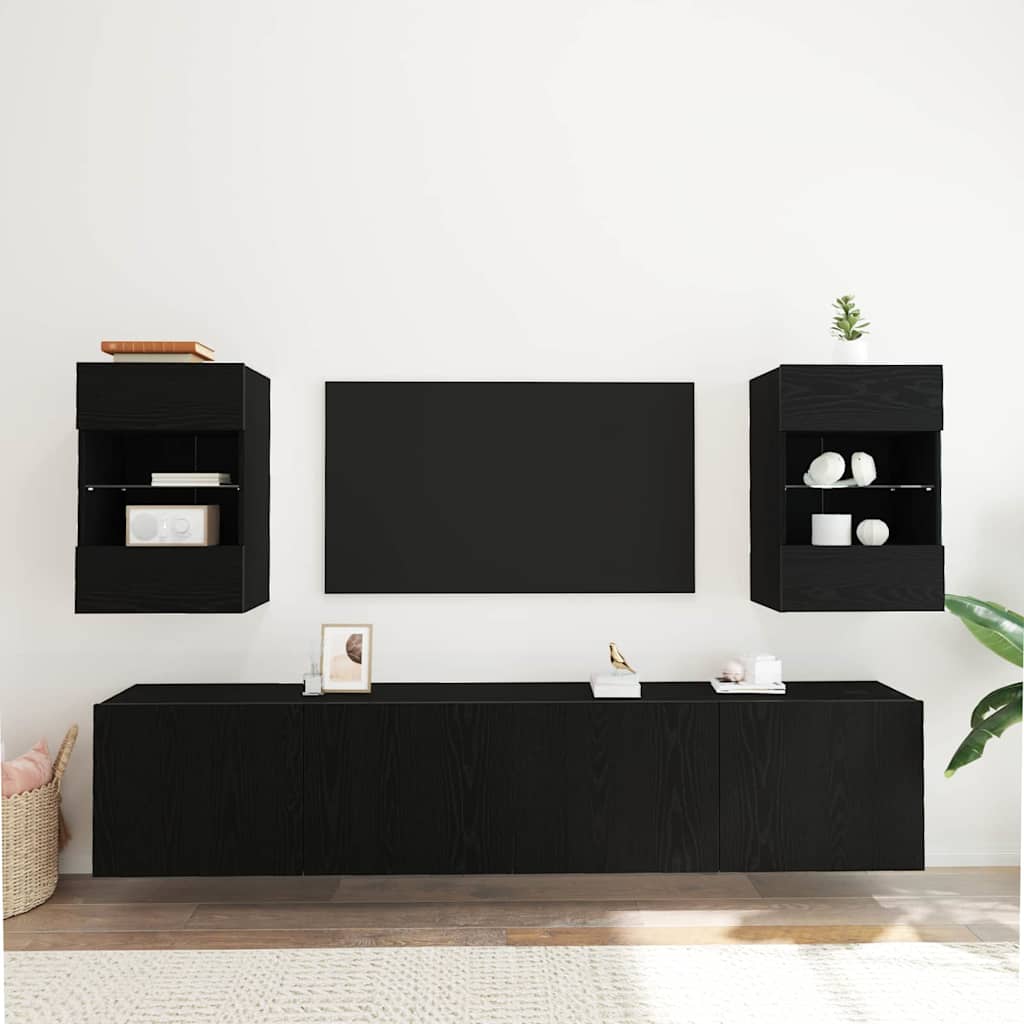 vidaXL Conjunto de mueble de TV 2 pcs Negro 40 x 30 x 60,5 cm - Image 5