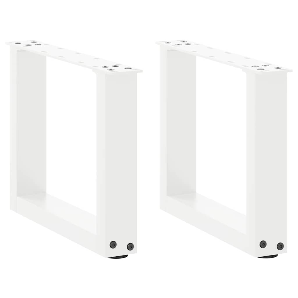 vidaXL Patas para mesa de centro en forma de U (2 unidades), color blanco, 40 x (30-31) cm, acero