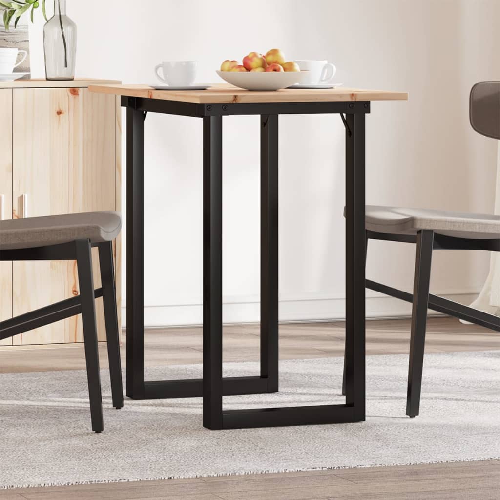 vidaXL Mesa de comedor marco O madera maciza pino y acero 80x50x75 cm