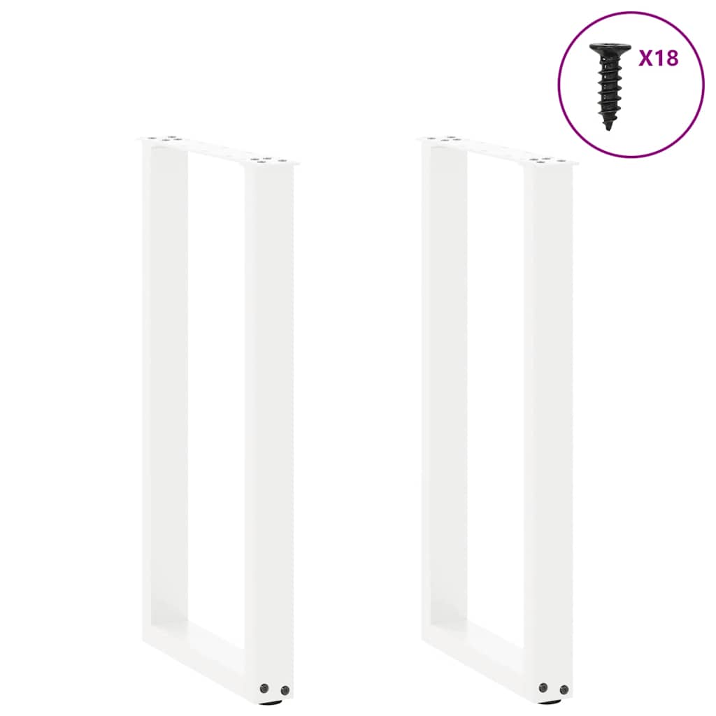 vidaXL Patas para consola en forma de U (2 unidades), color blanco, 28 x (72-73) cm, acero - Image 3